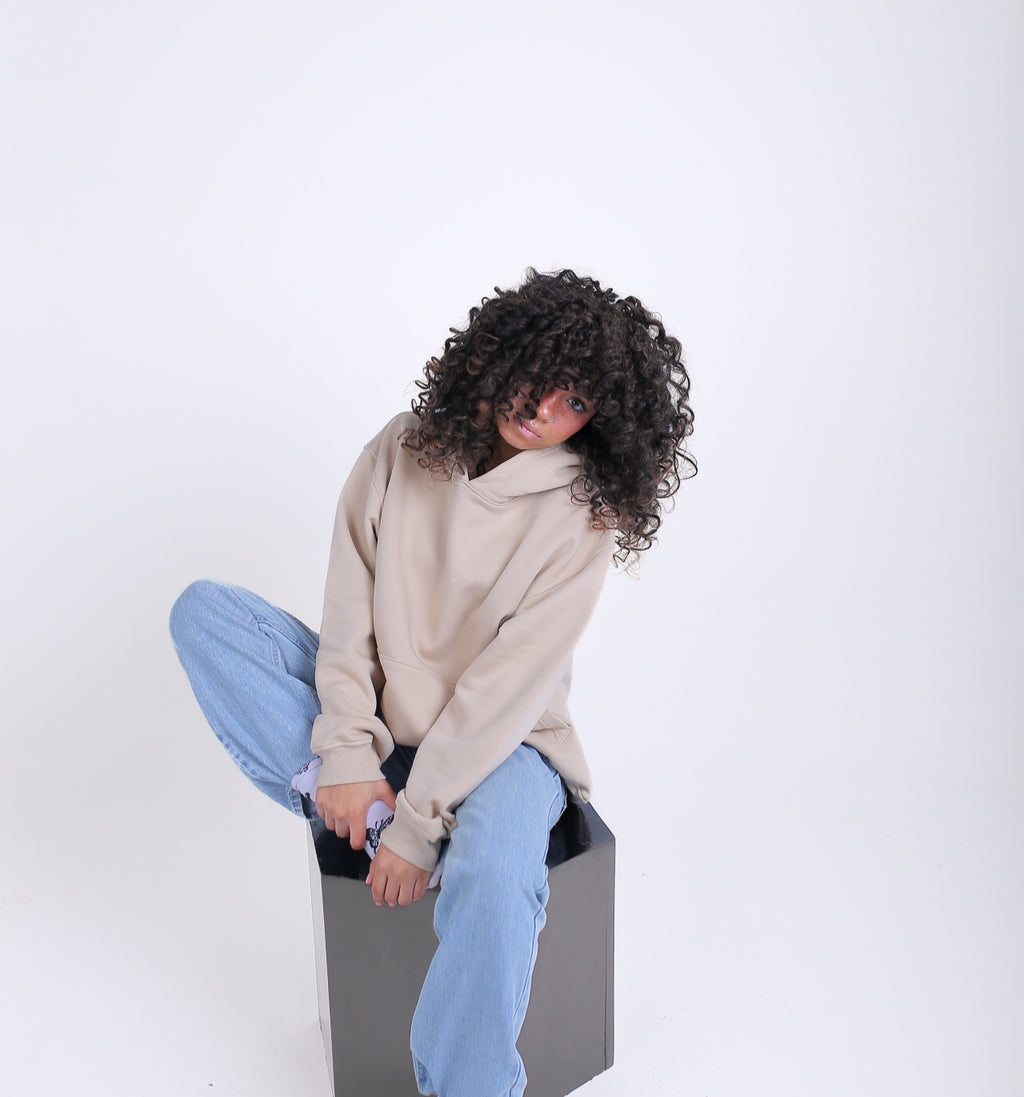 Plain Beige Oversized Hoodie