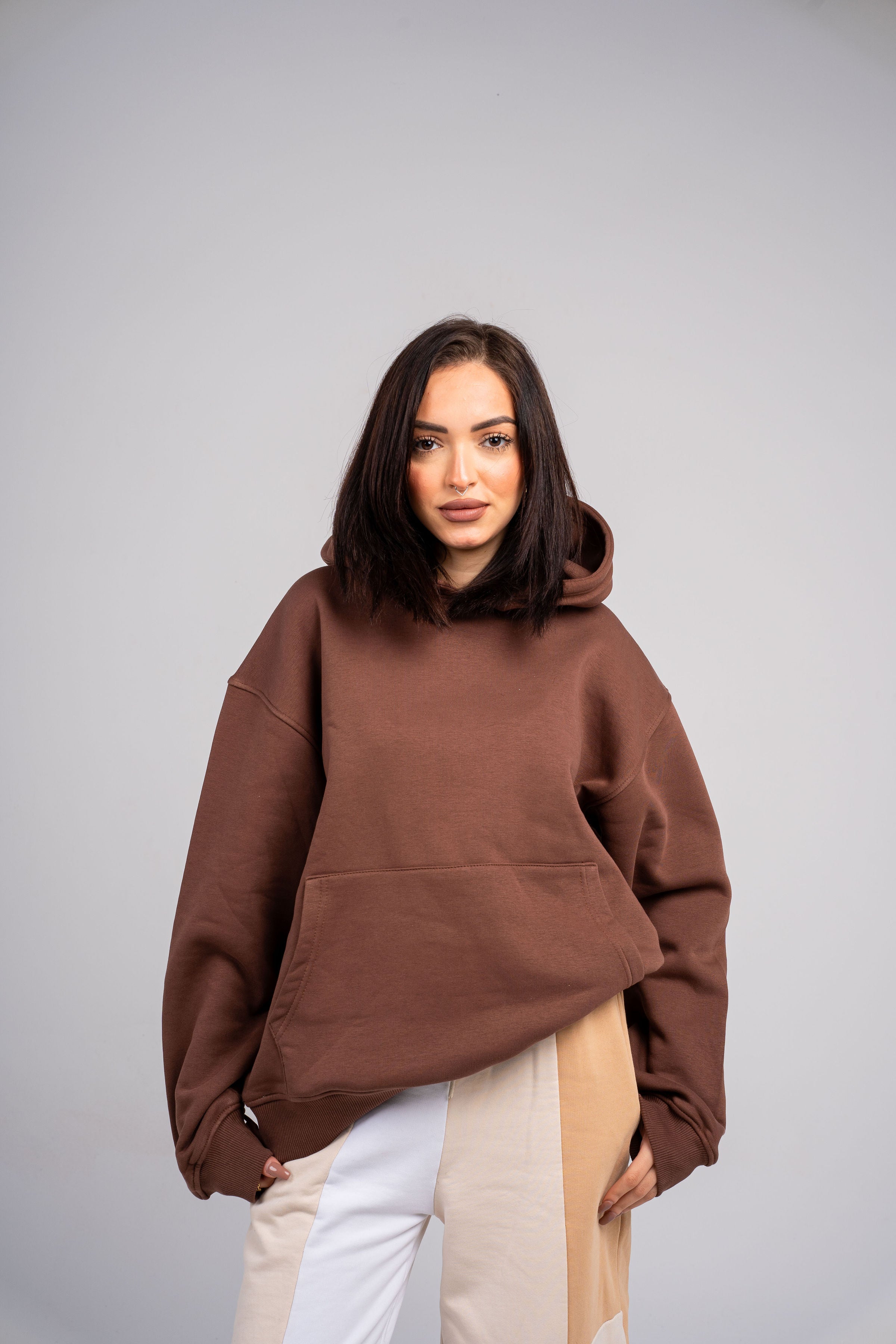 Plain Brown Oversized Hoodie