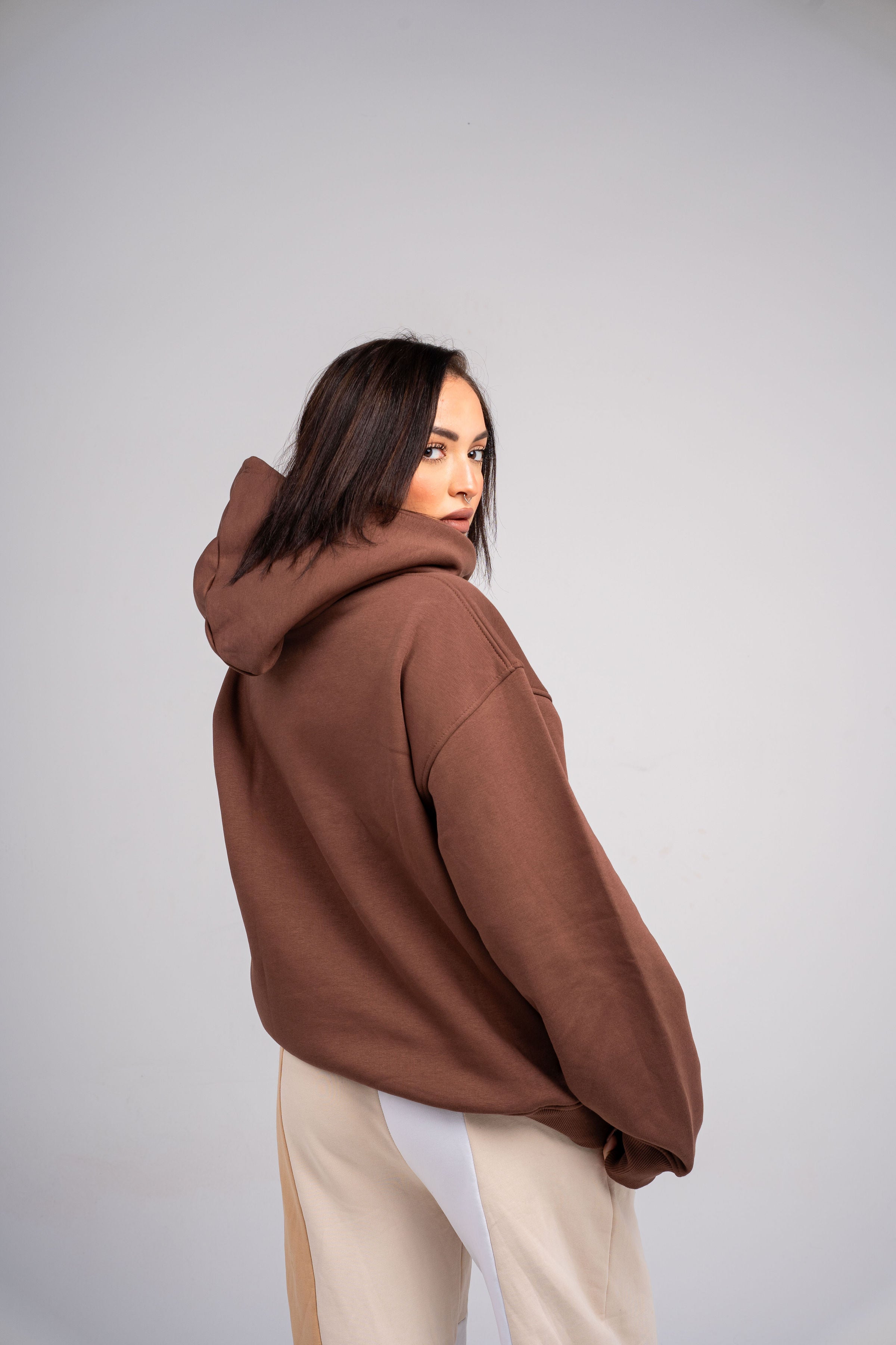 Plain Brown Oversized Hoodie