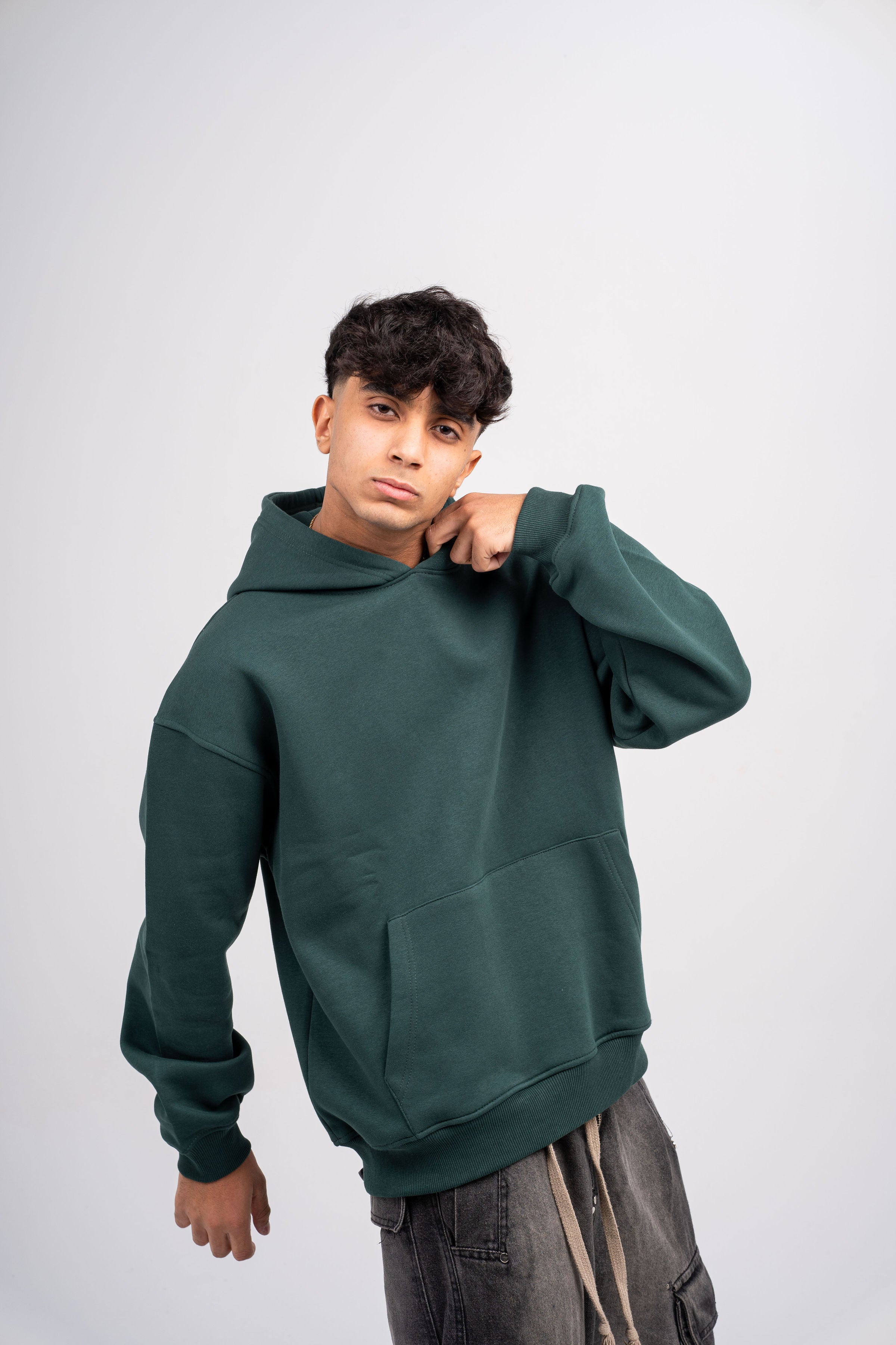 Plain Dark Green Oversized Hoodie