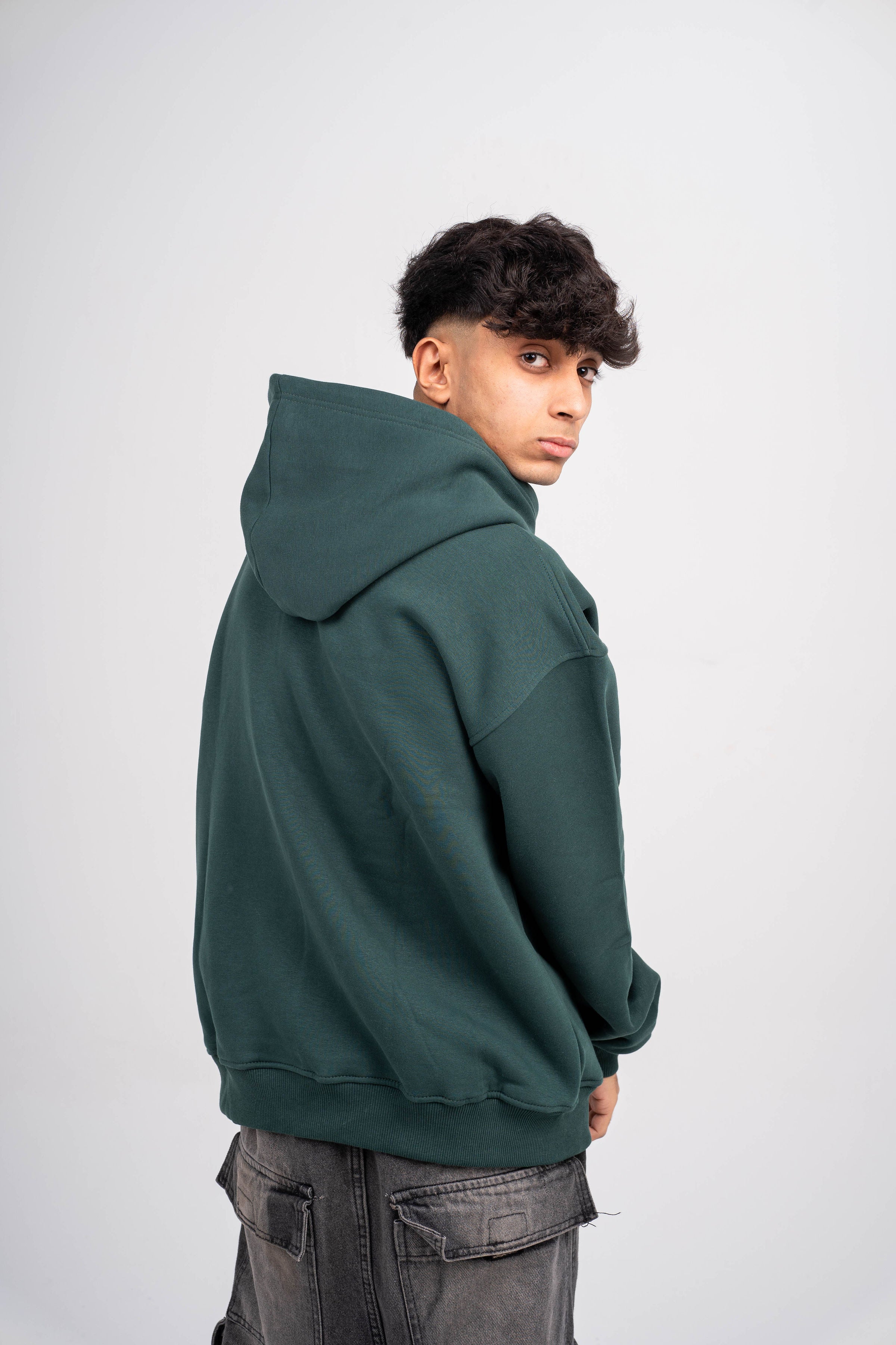 Plain Dark Green Oversized Hoodie