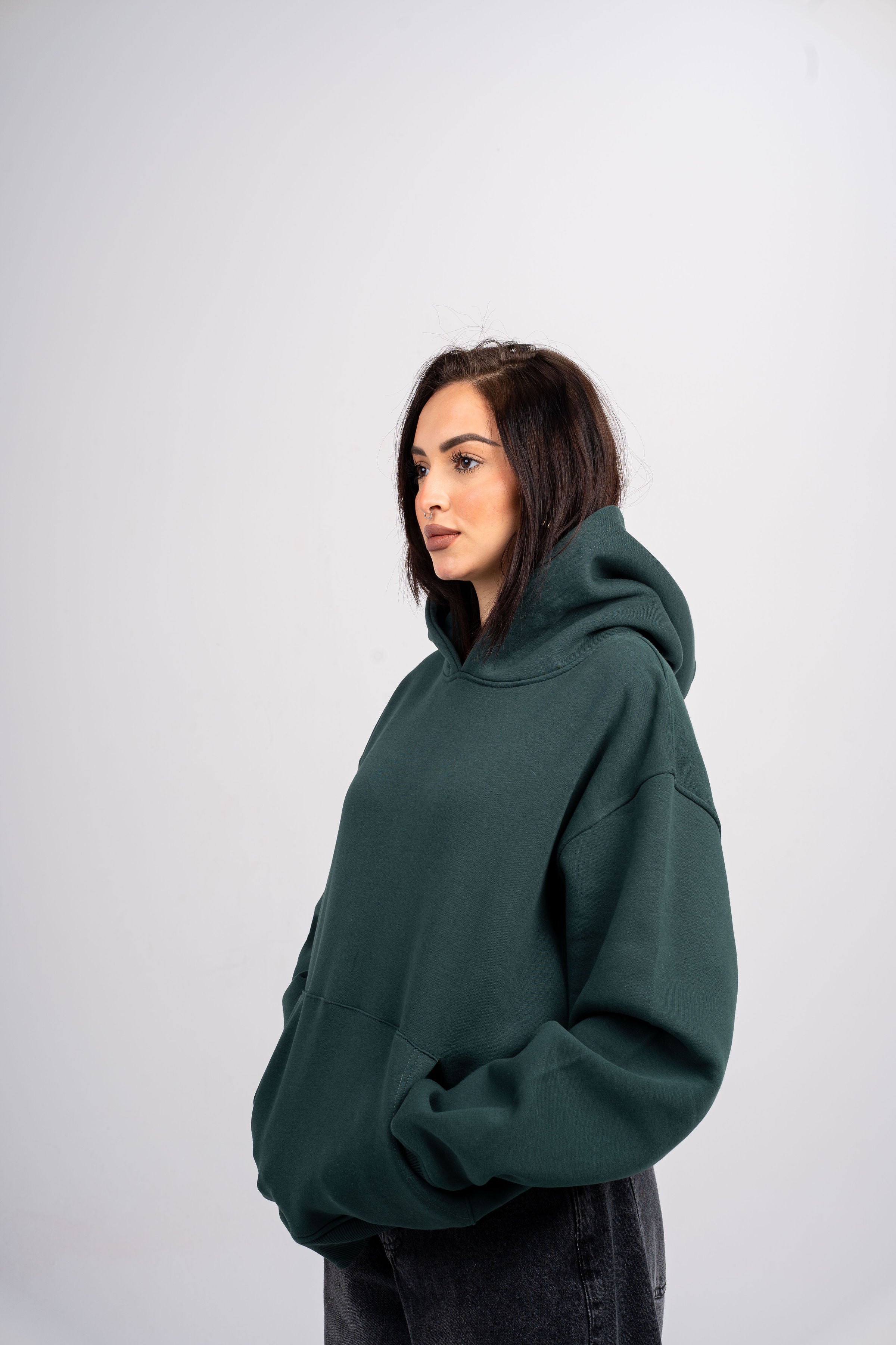 Plain Dark Green Oversized Hoodie