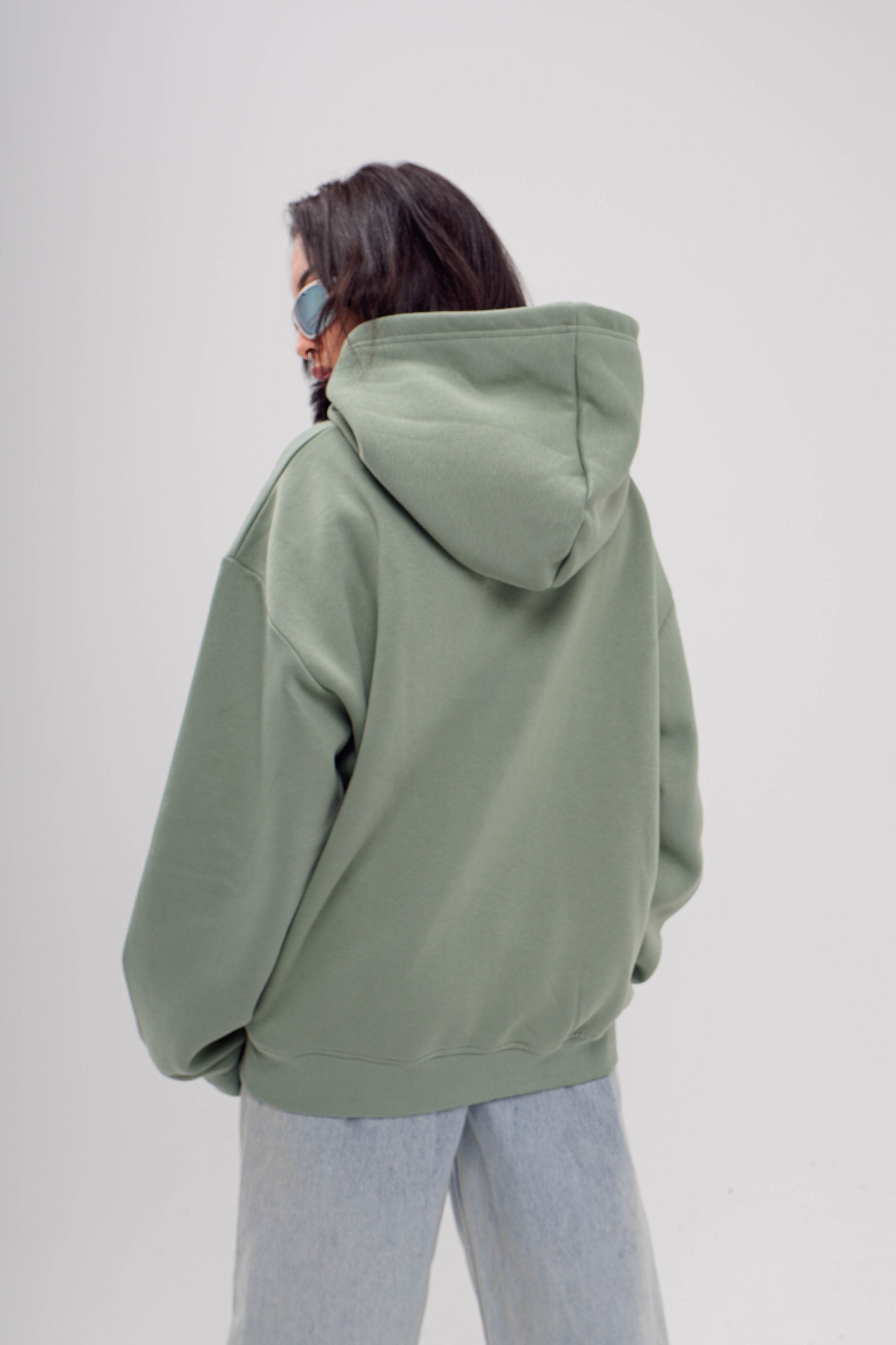 Plain Dark Mint Green Oversized Hoodie
