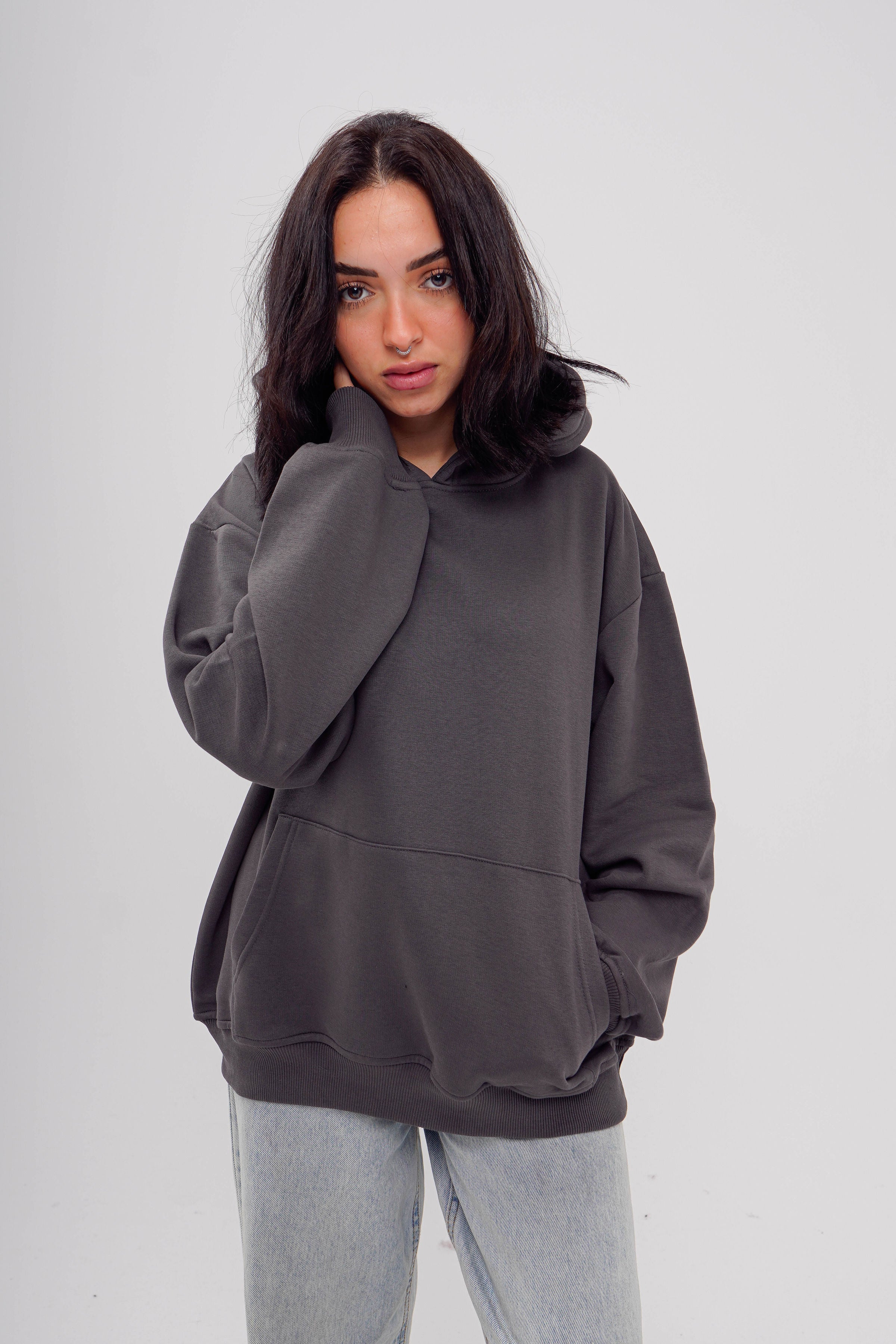 Plain Gray Oversized Hoodie
