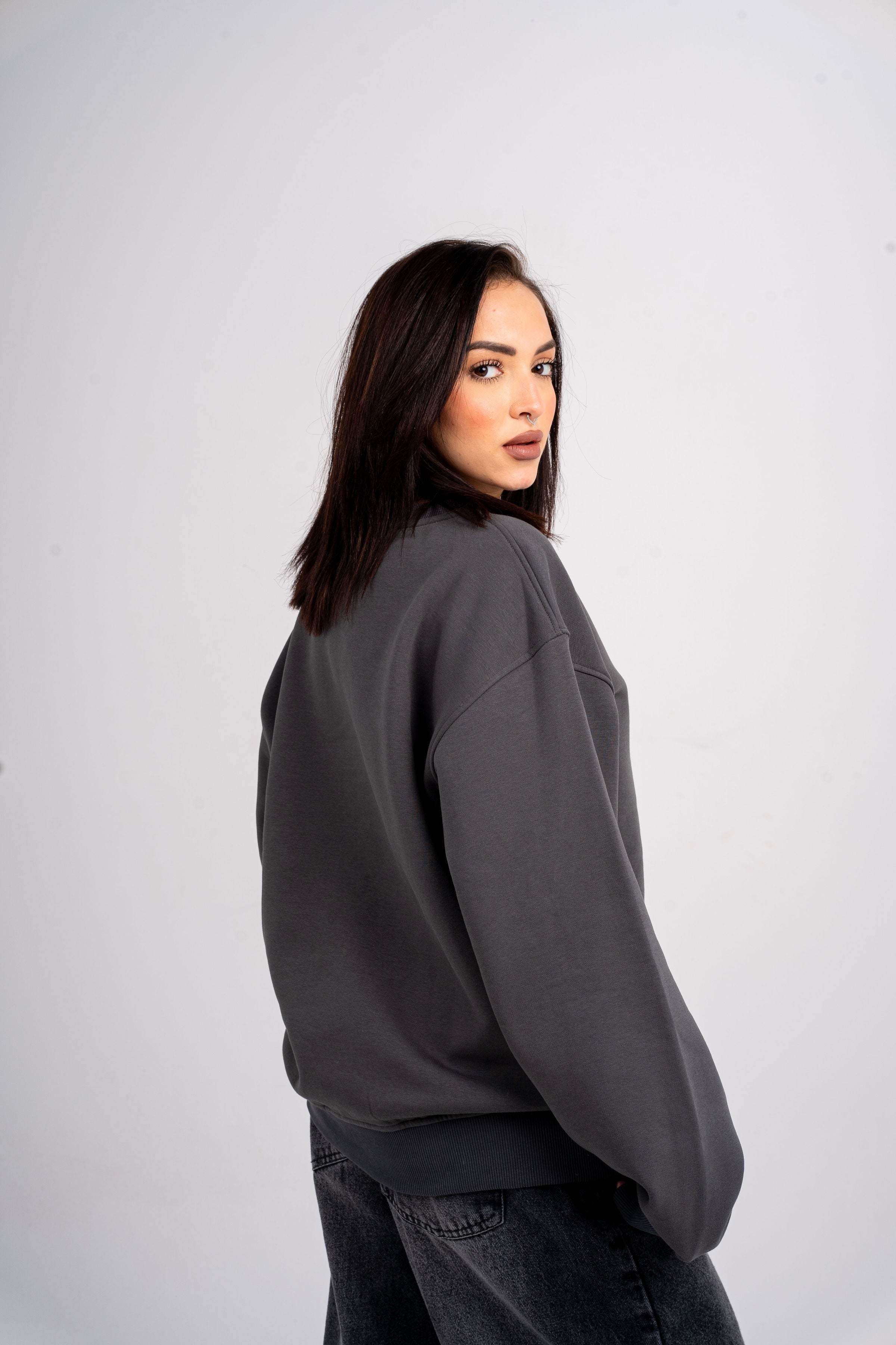 Plain Grey Oversized Crew Neck
