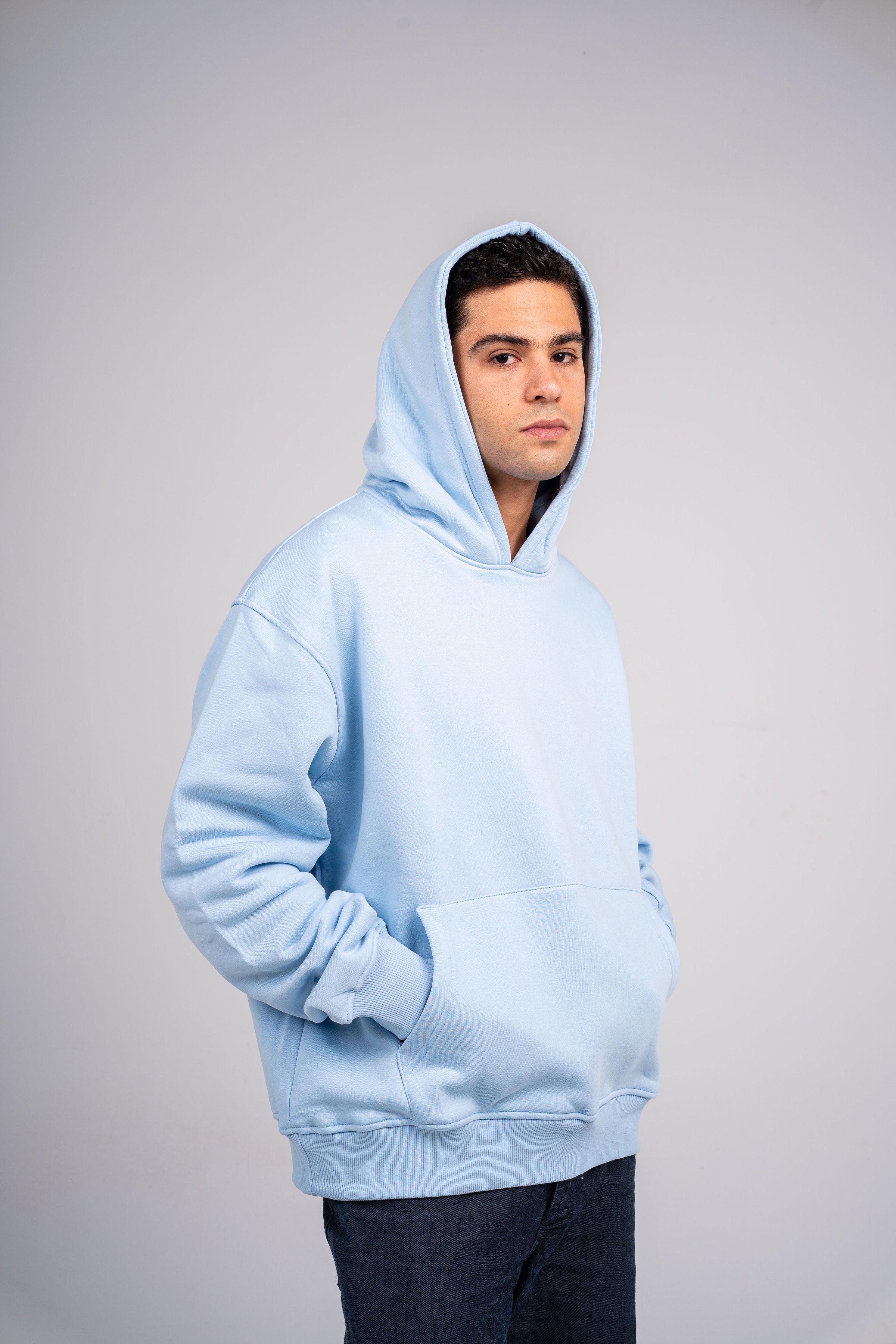 Plain Sky-Blue Oversized Hoodie
