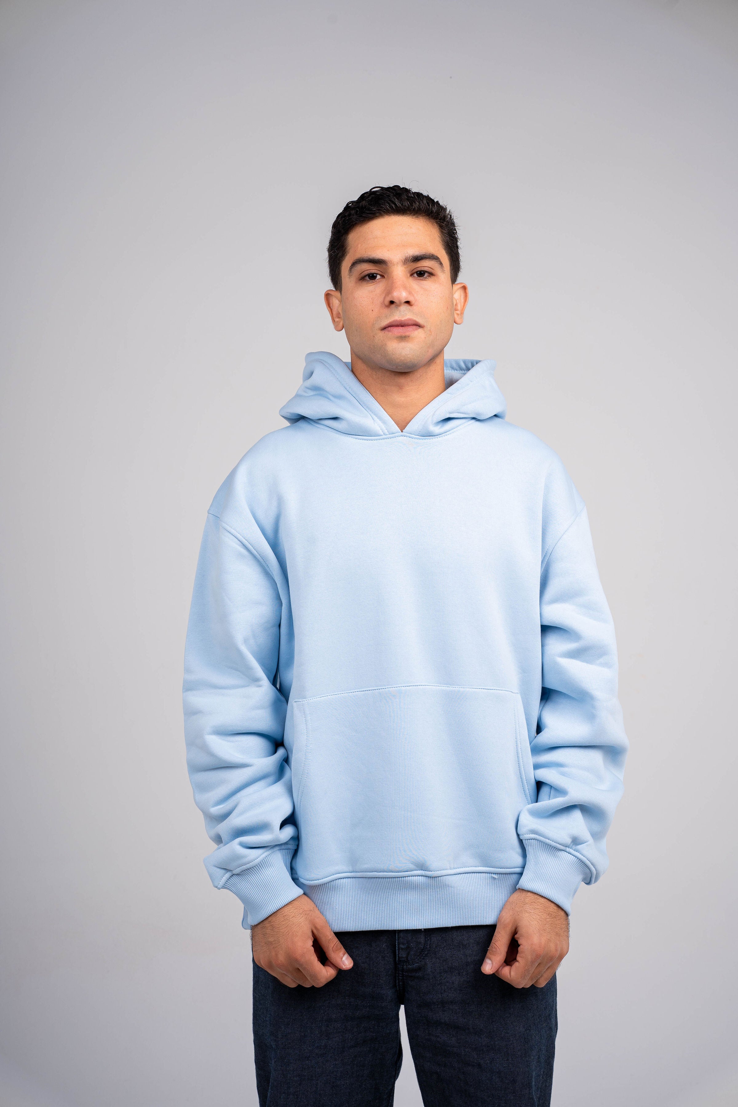 Plain Sky-Blue Oversized Hoodie