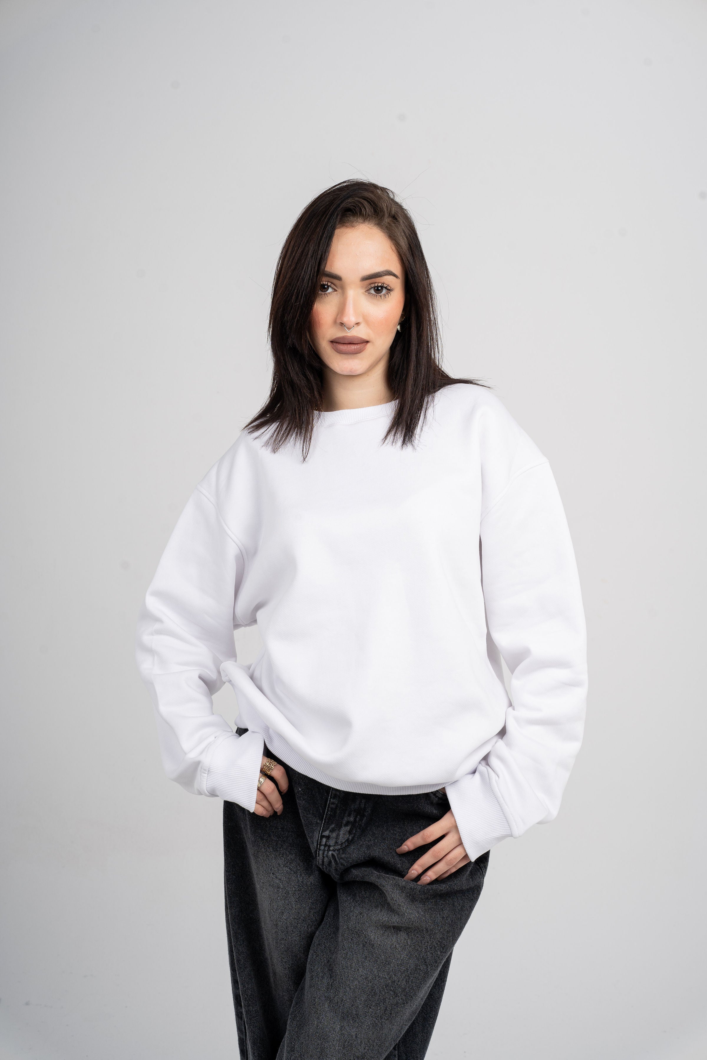Plain White Oversized Crew Neck